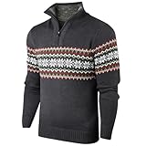 Superora Herren Strickpullover Crewneck Zipper Winterpullover Pullover
