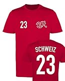 WM EM Trikot - Schweiz 23 - Herren T-Shirt - Rot/Weiss Gr. S