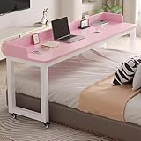 Rollbarer Laptop-Bett-Tablett, mobiler Arbeitsschreibtisch mit Stauraum, großer Eckarbeitsplatz, verstellbarer PC-Ständer auf Rädern, Schiebetastatur für Heimbüro