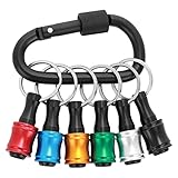 Prasacco 6 Stück Bohrerhalter, 1/4 Zoll Sechskantschaft Schraubendreher-Bit-Verlängerung Aluminiumlegierung Schraubendreher-Bits Halter Schlüsselanhänger mit Schwarzem Karabiner (6 Farben)