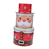 VERDANVERSE Weihnachtliche Dreistöckige Gebäckdose aus Stabilem Weißblech Dekorative Süßigkeiten und Keksbox mit Luftdichtem Verschluss Leicht und Tragbar für Festliche Tischdekoration