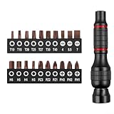Valixirant 1/4 Zoll Aluminium-Legierung Schraubendrehergriff mit 20 sortierten Bits und Verlängerungsstange, 101 mm rutschfester Griff für manuelle Reparaturaufgaben (Typ-C)