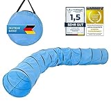 Hunde Agility Tunnel - Hundetunnel Spieltunnel Agilitytunnel Hundehöhle inkl. Heringe und Transporttasche (500 x 60 cm)