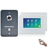 MATHFEL 4 Draht Videotürsprechanlage mit Gravur, 7“ WLAN Monitor, Außenstation Anthrazit, Infrarot Nachtsicht (2x7'' Monitor, 2x7'' Monitor)