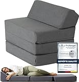 Schlafsessel mit Bettfunktion Klappbar - Klappsessel mit Schlaffunktion - Gäste Schlafsessel Klappbar - Sessel mit Schlaffunktion Klappmatratze Sessel - Schlafsofa Schlafsessel Gästebett (Dunkelgrau)