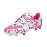 Agnueuty Fußballschuhe mit Stollen für Jungen Mädchen Athletics Football Schuhe Laceless Leichtathletik Trainingsschuhe Unisex Kinder,Rosa,EU34