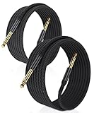 Elebase 6,35mm TRS Gitarrenkabel 3M 2Stück,1/4' Stecker Stereo Instrumentenkabel,Nylon Geflochten 6.3mm Klinke auf 6.3mm Klinke Audio Kabel Lärmschutz für Verstärker Gitarre, Bass, Tasteninstrument
