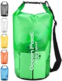 Henrycares Dry Bag wasserdichte Tasche, 20L 10L 5L 2L Wasserdichter Packsack mit Schultergurt und Wasserfester Handyhülle, Schwimmen, Baden, Strand, Kanu, Stand Up Paddling, Tauchen