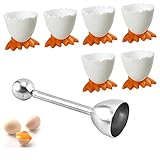 Saijer Eierbecher Eieröffner Set,6 PCS Eierständer und 1 PC Edelstahl Eiöffner Frühstück Eierbehälter für Weich Gekochte Eier und Rohes Gekochtes Eier Brunch