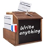 AZEAM HöLzerne Vorschlagsbox Wood Suggestion Box Mit Schloss And Lock,Wooden Tip Briefkasten Holz Wahlurne Donation Boxes,Kummerkasten Spendenbox Holz Countertop Wall Mounted With Chalkboard