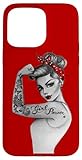 Hülle für iPhone 15 Pro Max Girl Power Tattoofarbe mit Pin-Up-Armärmeln, Retro-Vintage-Look, Rosie