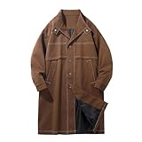 Generisch Herren Wintermnatel Lange Herbstmantel Gefüttert Trechcoat Retro Modisch Mantel Übergröße Mittellange Windbreaker Streetwear Revers Freizeitmantel Winterjacke mit Taschen
