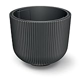 Tymar Blumentopf mit Einsatz, Blumenkübel aus Kunststoff, Übertopf, Pflanzkübel Gross(DBML Schwarz,ø 24 cm)