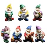 TYXHXTF 7 Stück Miniatur Gartenzwerge, Feengarten Zwerge Figuren, Garten Mini Statue für Tisch und Dekoration für Feiertagsfest Gartendekoration Zubehör