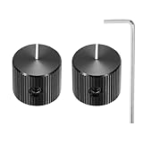 QUARKZMAN 2 Stück Aluminium Potentiometer Knöpfe, 6.4mm x 15mm x 12.5mm Universelle Lautstärke Tonregler Knöpfe mit Schraubenschlüssel für Gitarre, Bass, Schwarz