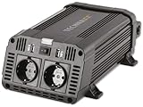 Technaxx KFZ Wechselrichter 12V auf 230V - TÜV Rheinland zertifiziert Auto Inverter mit 2x Schuko-Stecker und 2x USB-Port - Power 1200W / 2400W (Spitze) – Spannungswandler TE16