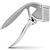 Knoblauchpresse Edelstahl, hochwertige Garlic Press aus rostfreiem Edelstahl, spülmaschinenfest, knoblauchpresse mit ergonomischem Griff, effizienter Knoblauch- Ingwer-Zerkleinerer,leicht zu reinigen
