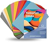 100 Blatt A4 Tonpapier - 250 g/m² Papier - Tonkarton mit 16 Farben bunt mit Gold & Silber Farben- Bastelpapier & Bastelkarton zum Basteln & Gestalten - Buntes Papier