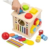 GkgWuxf Aktivitätswürfel aus Holz – 8 in 1 Entwicklungsspielzeug aus Holz | Spielzeug Spielwürfel | für Mädchen 1 2 3 4 5 6 Jahre Haus Spielzimmer Party Geburtstag