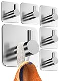 4smile Handtuchhalter ohne Bohren, 6er Set, Silber - Badezimmer Handtuchhalter aus Edelstahl, funktionale Klebehaken, hohe Tragkraft - Wasserfeste Haken für Bad, Haken selbstklebend, Handtuchhaken