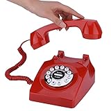FBITE Vintage-Telefon, Retro-Festnetztelefon der 80er Jahre, altmodisches Tischtelefon, mit Nummernspeicher, klarer Klang, Schlafzimmerdekoration