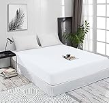 Spannbettlaken Jersey Spannbetttuch 100% Baumwolle Bettlaken Spannbettuch Laken 28 Farben, Größe:180 x 200 cm, Farbe:Weiss