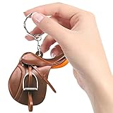 JINGLING Schlüsselanhänger mit -Sattel | Acryl-Sattel-Rückspiegel-Anhänger | flacher Acryl-Pferdsattel Wilder Westen Geschenk für Pferdeliebhaber Auto Ornament