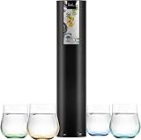 Dekomiro Eisch Becher Allround RISING grün/blau/aqua/amber - 4 Stück in Geschenkröhre mit Glastuch