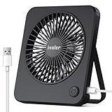 ivoler USB Ventilator Mini mit 3 Geschwindigkeiten, Super Leisem Kraftvoll Tragbarer Lüfter mit An/Ausschalter für PC, Zuhause, Büro oder unterwegs - Schwarz