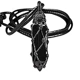 KYEYGWO Obsidian Heilstein Punkt Anhänger Halskette für Damen und Herren, Kristall Sechseckiger Anhängers Heilung Reiki Pendel Kette, Chakra Steinpendel Hexagon Schmuck mit