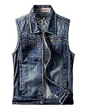 Herren Punk Rock Denim Weste Vintage Blau Cowboy Weste Slim Fit Ärmellos Jeans Jacke Motorrad Biker Weste, blau, XL