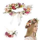 HIQE-FL Blume Krone,Haar Garland,Blumenkranz Haare,Blumenkranz Blume Krone Stirnband,StirnBand,Braut,Haarband Blumen Hochzeit (B)