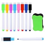 YCZCHE14 Whiteboard Marker, 8 Farbe Whiteboard Stifte Magnetisch, abwischbar mit Radiergummi,Dry Erase Marker mit feiner Spitze für Zuhause Schule Büro(Tafelwischer Farbe zufällig)