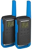 Motorola Talkabout T62 PMR-Funkgeräte (2er Set, PMR446, 16 Kanäle und 121 Codes, Reichweite 8 km) blau