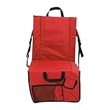 COSMICROWAVE Klappbarer Stadionstuhl, Winkel, 600D Oxford-Stoff, tragbar mit Tasche, hervorragend für Strandpicknick und Grillabende (Red)