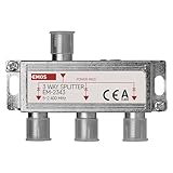 EMOS 3-Wege-Antennenverteiler A-Class - 3-Fach SAT-Splitter mit F-Buchse - voll geschirmt 6 dB - Frequenz 5-2400 MHz - 1 Eingang / 3 Ausgänge - SAT+TV Antennen Fernseh Verteiler mit DC-Durchlass