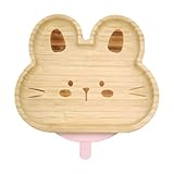 Hjatirace Kindergeschirr-Set, leicht zu reinigen, Holz + Silikon, Cartoon-geteilter Teller, tragbares Kinder- -Set, Mehrzweck-Nutzung, für Camping, Reisen, Essen im Freien, Zuhause