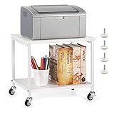 NOVIMANGO Druckerwagen mit arretierbaren Rädern, Druckerständer rollbar mit 2 Ebenen,Druckerhalter Industrie-Design,Druckerständer mit verstellbaren Füßen, für Büro, Fax, Kopierer