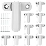 AKOLAFE 10 Stück Fenstersicherung Einbruchschutz Weiß Fensterriegel mit Schrauben Alulegierung Fenstergitter Einbruchschutz Sicherheit Fensterfeststeller Metall für PVC, Türen, Fenster, Hause