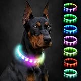 Joytale Leuchthalsband Hund, Hundehalsband Leuchtend Aufladbar, Längenverstellbar Led Hundehalsband mit 9 Leuchtmodi, Regendicht Hunde Leuchthalsband für Kleine Mittlere Große Hunde, 70 cm