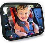 Funbliss Baby Spiegel Auto, 360° Drehbar für Einfache Anpassung,Bruchsicheres Acrylglas, Robuste Gurte, Einfach Montieren, Autospiegel Baby Rückbank