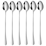 DoubleS Lange Latte Macchiato Löffel Set, 6 - teilig Edelstahl Eislöffel Rührlöffel für kaffee Tee Milchshakes Cocktails Dessert, Perfekt für Eisbecher & Getränke spülmaschinengeeignet