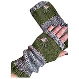 Thicken Strick Pluswärmer Handstulpen Fingerlose Halbfinger Handschuhe Kleiner Haken Pulswärmer mit Daumenloch Lederhandschuhe Damen Fingerlos Damen Herren
