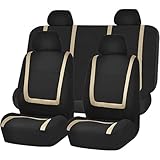 HHCVLUZI Autositzbezüge Set Für Nissan X-Trail 2007-2024,9pcs Sitzbezüge Vorne Hinten Autositz Schonbezug Protektoren Stoff Sitzbezug Auto-Zubehör Innenraum, Beige