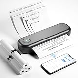 Bisofice Thermodrucker A4 300dpi, Mobiler Drucker mit 3 Rollen Thermopapier, Kabelloser Bluetooth Tragbarer Drucker für Unterwegs, Büro, Zuhause, Kompatibel mit Android,iOS,Win, Mac OS
