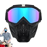 Motorradbrille mit abnehmbarer Gesichtsmaske | Dirtbike ATV Motocross Brillen | Beschlagfreie, warme Schutzbrille, Airsoft-Schutzbrille, Maske, Dirtbike, ATV, Motocross-Brille für Männer, Frauen, Juge