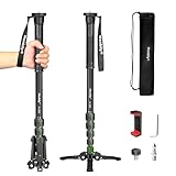 Ausziehbares Kamera-Einbeinstativ Manbily aus Aluminium mit Füßen, tragbarer Reise- und abnehmbarer Stativfuß für DSLR Canon/Sony/Handy, 5 Abschnitte bis zu 170 cm, maximale Belastung 15,5 lbs (A-222)