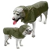 Haustier-Regenmantel, verstaubare Kapuze, Hunde-Regenjacke, reflektierende Streifen, leicht, verstellbar, Poncho für kleine, mittelgroße und große Hunde, Armeegrün, S