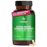 Vitabay Roter Ginseng Kapseln Hochdosiert 600mg - 120 Panax Ginseng Extrakt Kapseln Vegan - Liefert 20% Ginseniode - Laborgeprüft & ohne unerwünschte Zusätze