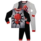 Marvel Jungen 2er-Pack Schlafanzug Spiderman Mehrfarbig 140